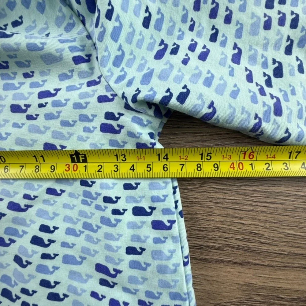Vineyard Vines Girls Whale Print Aqua Shift Dress 3/4 Sleeve Preppy Spring Sz M